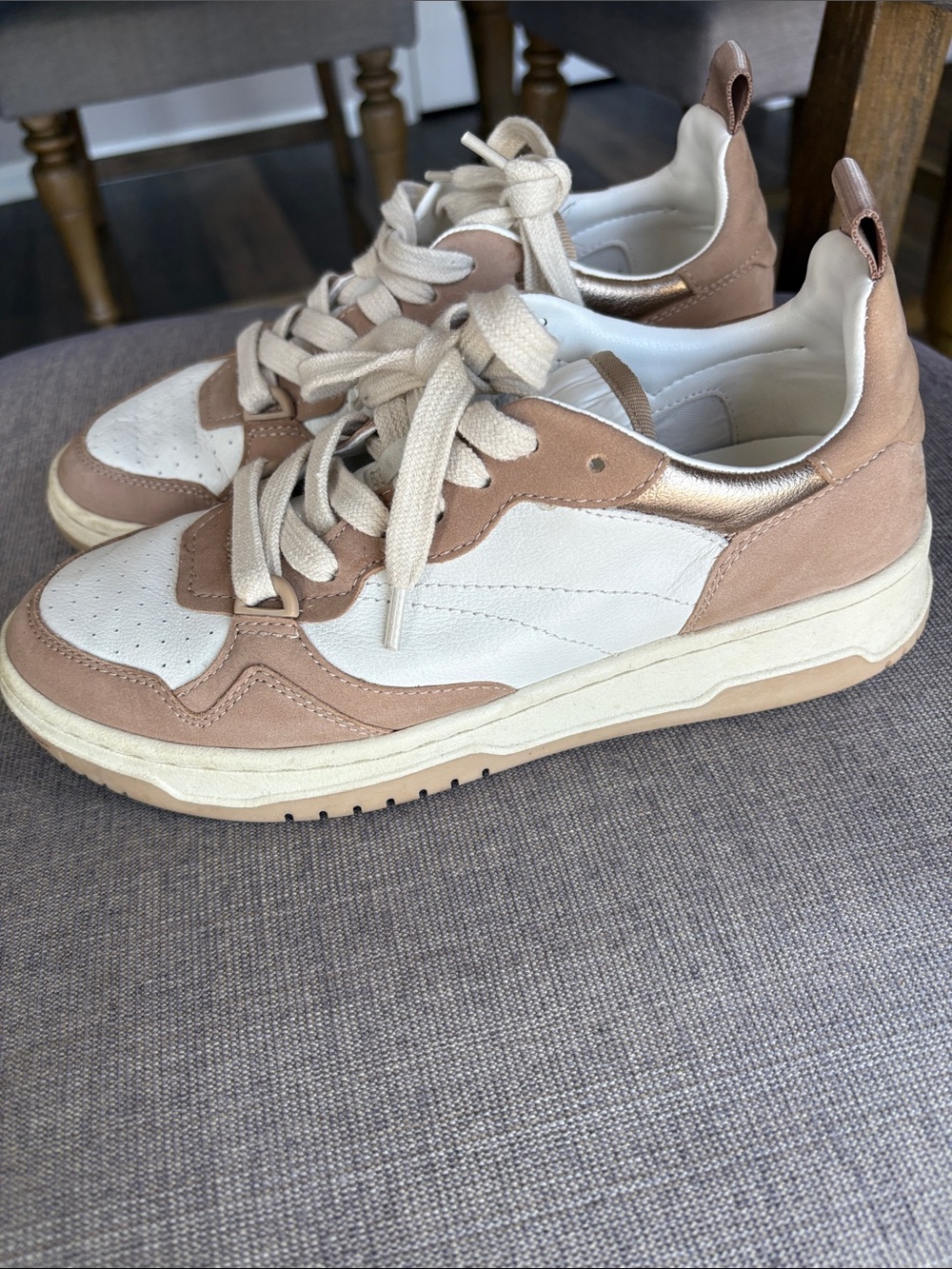 Steve Madden Beige, White & Metallic Accent Women's Sneakers